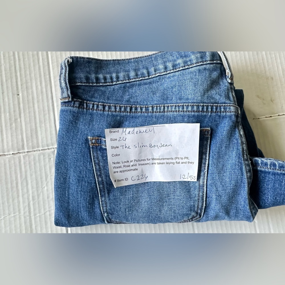 Madewell Jeans Women’s‎ 26 The Slim Boy Jean Distressed Denim Straight - Picture 8 of 8